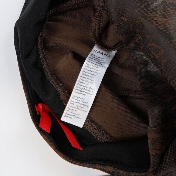 Spanx Snake-Printed Faux Leather Leggings Brown - Size Small - EUC - Picture 7 of 7